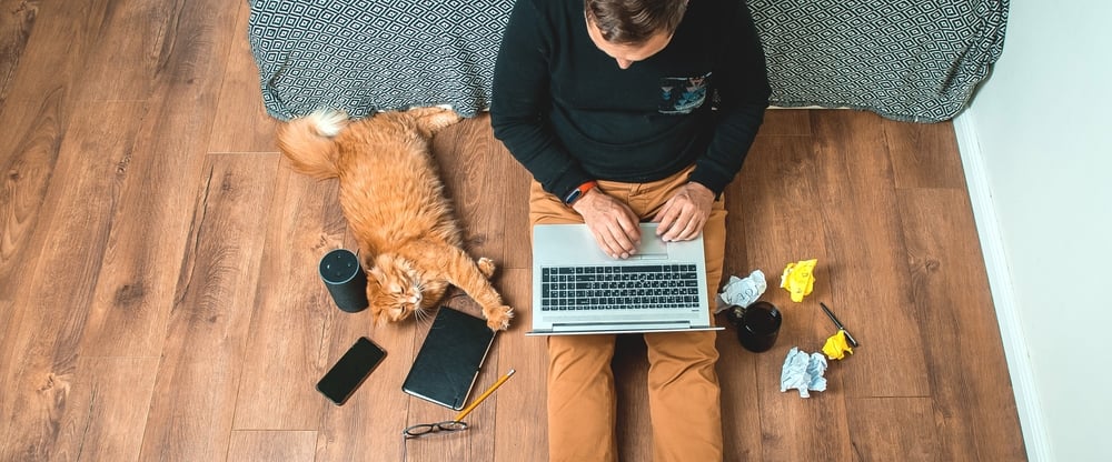 Man working from Home on Hybrid Work Schedule